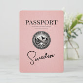 Pink Schweden Pass Save the Date (Stehend Vorderseite)