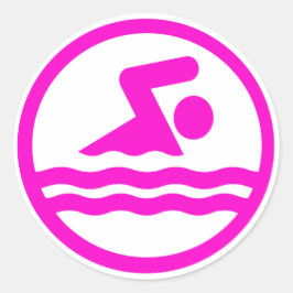 Pink Schwimmen & Tauchen Schwimmpfeife Runder Aufkleber