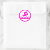 Pink Schwimmen & Tauchen Schwimmpfeife Runder Aufkleber (Tasche)