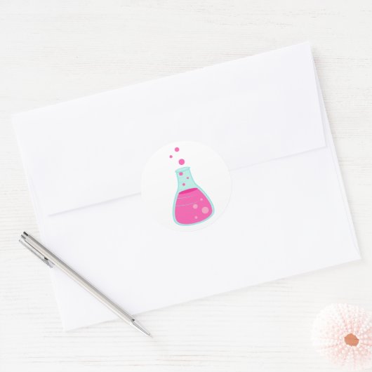 Pink Science Beaker Runder Aufkleber (Umschlag)