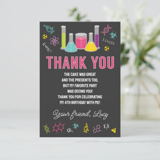 Pink Science Danke Karte (Stehend Vorderseite)