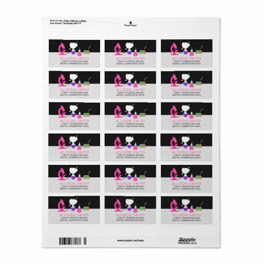 Pink Science Labrador Adressaufkleber (Vorne)