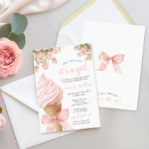 Pink Scoop Ice Cream Bow Summer Baby Dusche