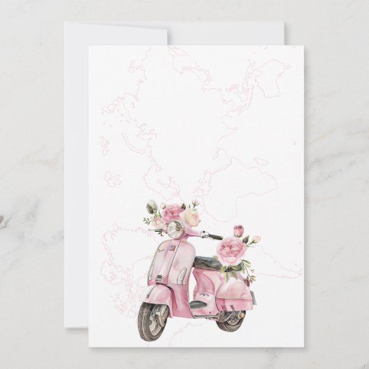 Pink Scooter Bestes Adventure Brautparty Einladung (Rückseite)