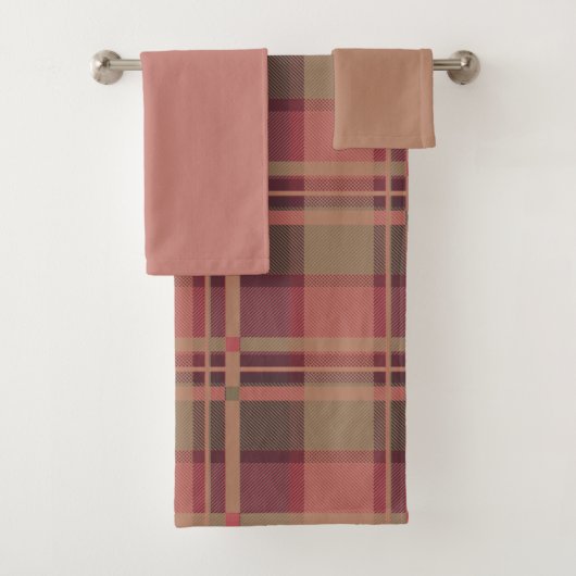 Pink Scottish Lady Tartan Pattern Badhandtuch Set (Insitu)