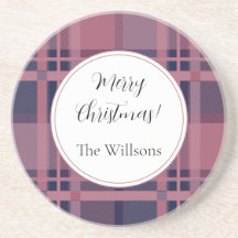 Pink Scottish Lady Tartan Pattern Merry Christmas