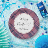Pink Scottish Lady Tartan Pattern Merry Christmas Pappteller (Party)