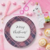 Pink Scottish Lady Tartan Pattern Merry Christmas Pappteller (Party)