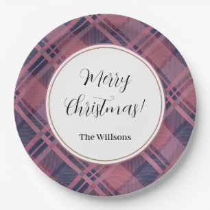 Pink Scottish Lady Tartan Pattern Merry Christmas Pappteller