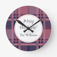 Pink Scottish Lady Tartan Pattern Merry Christmas