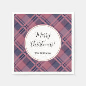 Pink Scottish Lady Tartan Pattern Merry Christmas Serviette (Vorderseite)