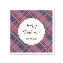 Pink Scottish Lady Tartan Pattern Merry Christmas