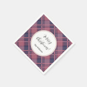 Pink Scottish Lady Tartan Pattern Merry Christmas Serviette (Ecke)