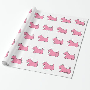 Pink Scottish Terrier Wrapping Paper Geschenkpapier