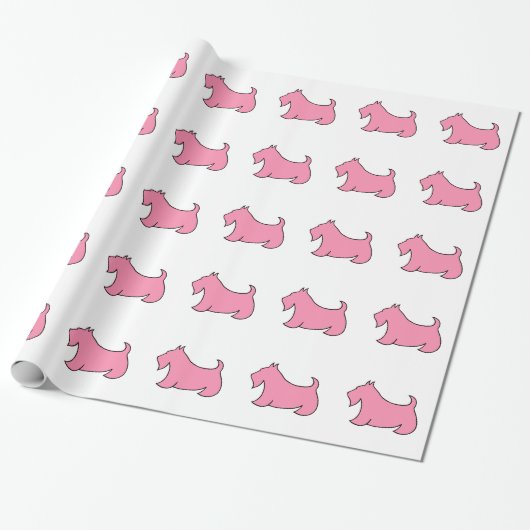 Pink Scottish Terrier Wrapping Paper Geschenkpapier (Ungerollt)