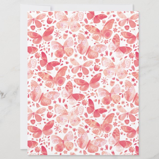 Pink Scrapbook Paper von Watercolor Butterfly Patt (Vorderseite)
