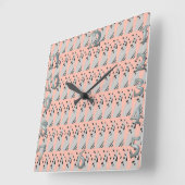 Pink Scribble, eckige Wanduhr (Winkel)