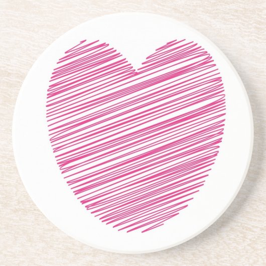 Pink Scribble Heart Getränkeuntersetzer (Vorne)