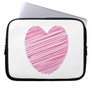 Pink Scribble Heart Laptopschutzhülle