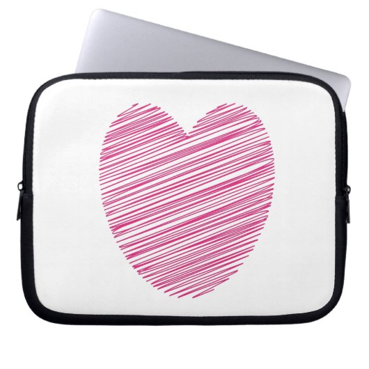 Pink Scribble Heart Laptopschutzhülle (Vorderseite)