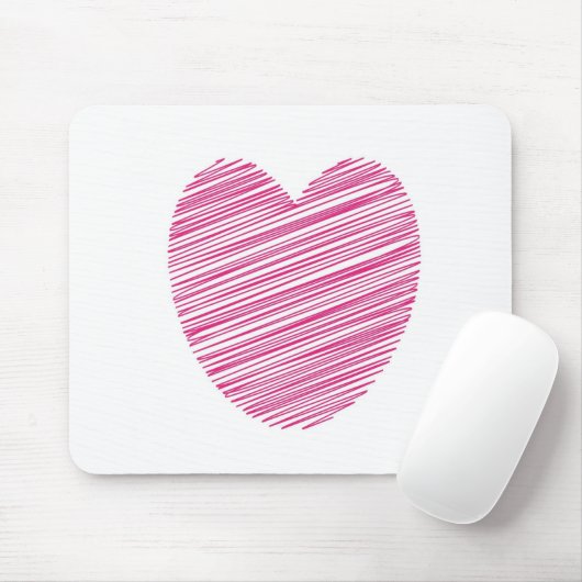 Pink Scribble Heart Mousepad (Mit Mouse)
