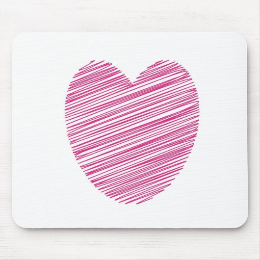 Pink Scribble Heart Mousepad (Vorne)