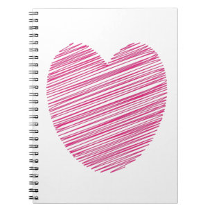 Pink Scribble Heart Spiral Notebook Notizblock