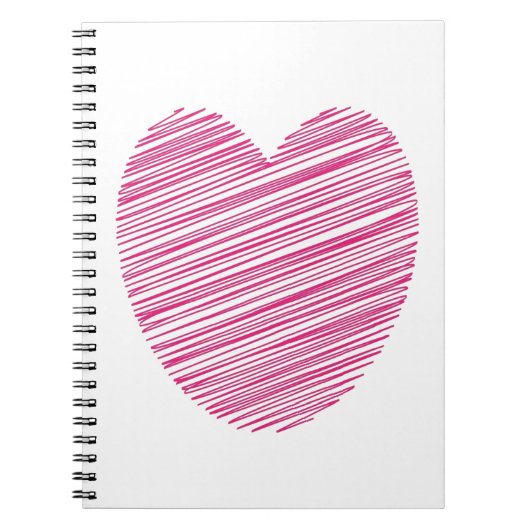 Pink Scribble Heart Spiral Notebook Notizblock (Vorderseite)