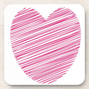 Pink Scribble Heart Untersetzer