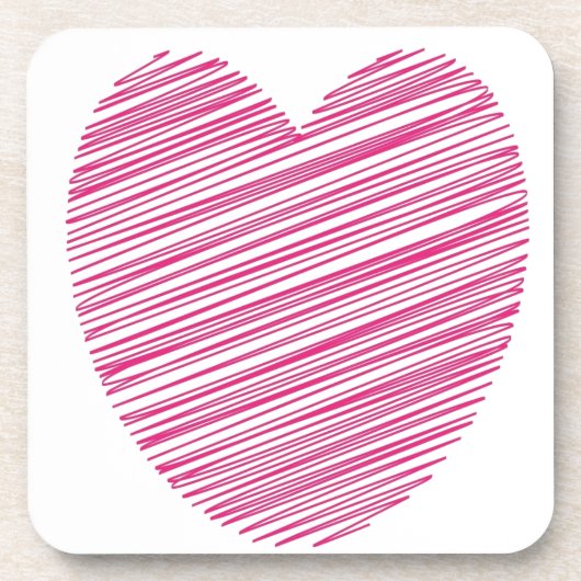 Pink Scribble Heart Untersetzer (Vorderseite)
