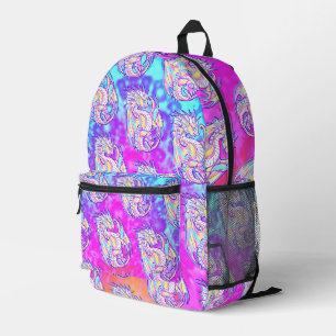 Pink Scribble Niedlich Girly Dragon Wyvern Inugami Bedruckter Rucksack
