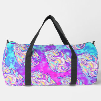 Pink Scribble Niedlich Girly Dragon Wyvern Inugami Duffle Bag
