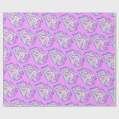 Pink Scribble Niedlich Girly Dragon Wyvern Inugami Geschenkpapier (Flach)