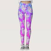 Pink Scribble Niedlich Girly Dragon Wyvern Inugami Leggings (Vorderseite)