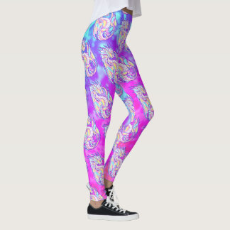 Pink Scribble Niedlich Girly Dragon Wyvern Inugami Leggings