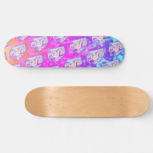 Pink Scribble Niedlich Girly Dragon Wyvern Inugami Skateboard (Horizontal)