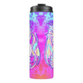 Pink Scribble Niedlich Girly Dragon Wyvern Inugami Thermosbecher (Vorderseite)
