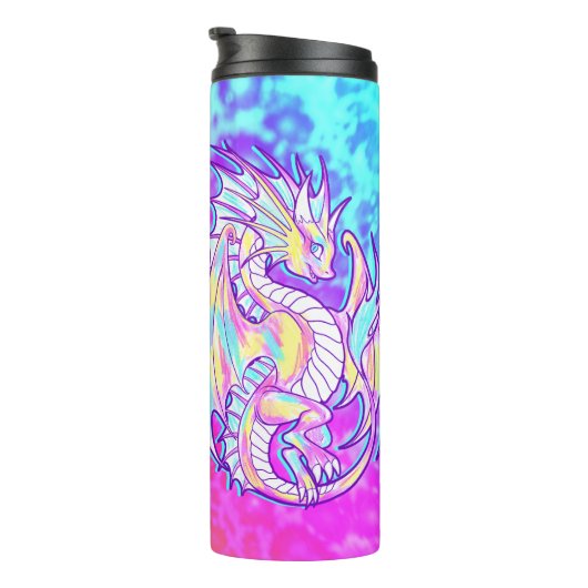 Pink Scribble Niedlich Girly Dragon Wyvern Inugami Thermosbecher (Nach rechts gedreht)