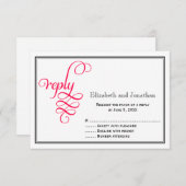 Pink-Script-Antwort-Karte für tiefe Rose RSVP Karte (Vorne/Hinten)