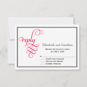 Pink-Script-Antwort-Karte für tiefe Rose RSVP Karte