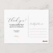 Pink Script Blume Brautparty Vielen Dank Postkarte (Rückseite)