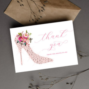 Pink-Script-Brautparty Dankeskarte