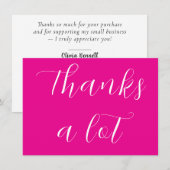 Pink Script Business Thank You Note Card Dankeskarte (Vorne/Hinten)