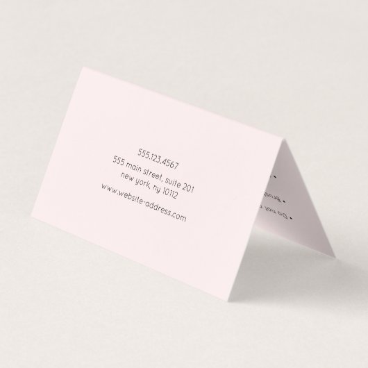 Pink Script Calligraphy Aftercare Instruktion Visitenkarten (Rückseite)