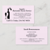 Pink Script Cocktail Bartender Service Visitenkarte (Vorne/Hinten)