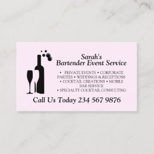 Pink Script Cocktail Bartender Service Visitenkarte