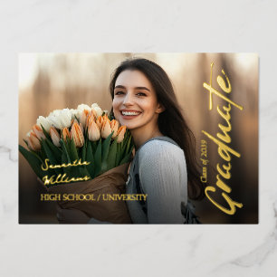 Pink Script Foto Grandmillennial Abschluss Folieneinladung