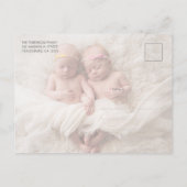 Pink Script Girl Twins Baby Foto Vielen Dank Postkarte (Rückseite)