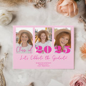 Pink Script Graduation Party 5 Foto Class Einladung