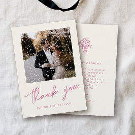 Pink Script Handgezeichnet Trendy Wedding Foto Dankeskarte
